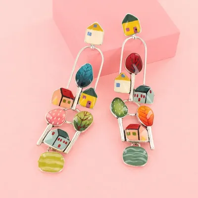 Bijoux - PUCES MON PTIT VILLAGE COULEUR ARGENT MULTI - TARATATA BIJOUX