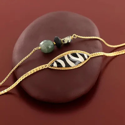 Bijoux - BRACELET ZEBRA COULEUR DORE NOIR - TARATATA BIJOUX