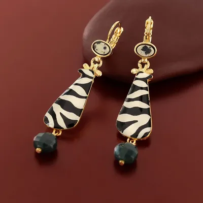 Bijoux - DORMEUSES ZEBRA COULEUR DORE NOIR - TARATATA BIJOUX