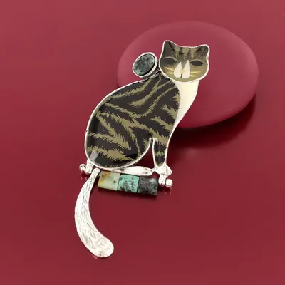 Bijoux - BROCHE TABBY COULEUR ARGENT NOIR - TARATATA BIJOUX