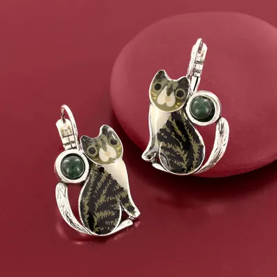 Bijoux - DORMEUSES TABBY COULEUR ARGENT NOIR - TARATATA BIJOUX