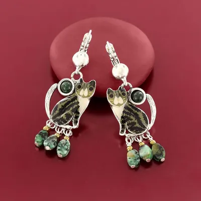 Bijoux - DORMEUSES TABBY COULEUR ARGENT NOIR - TARATATA BIJOUX