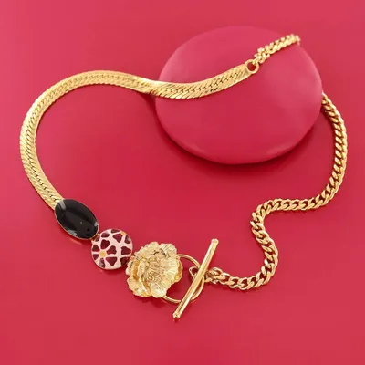 Bijoux - COLLIER MAGNOLIA COULEUR DORE ROUGE - TARATATA BIJOUX