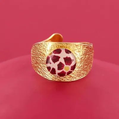 Bijoux - BAGUE MAGNOLIA COULEUR DORE ROUGE - TARATATA BIJOUX