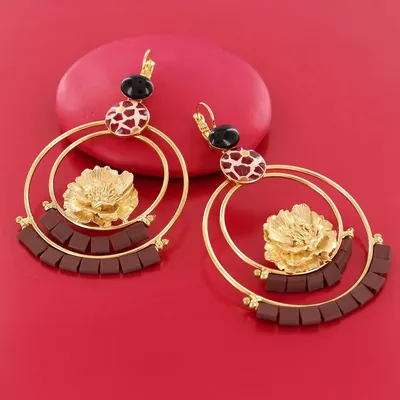 Bijoux - DORMEUSES MAGNOLIA COULEUR DORE MARRON - TARATATA BIJOUX