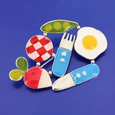 Bijoux - BROCHE DINETTE COULEUR ARGENT MULTI - TARATATA BIJOUX