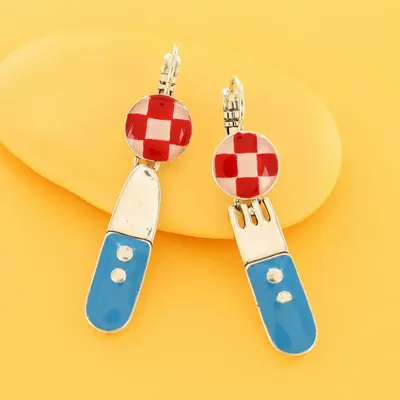 Bijoux - DORMEUSES DINETTE COULEUR ARGENT MULTI - TARATATA BIJOUX