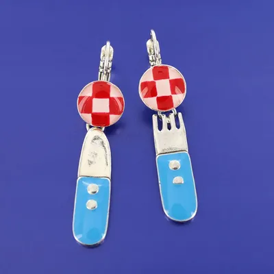 Bijoux - DORMEUSES DINETTE COULEUR ARGENT MULTI - TARATATA BIJOUX