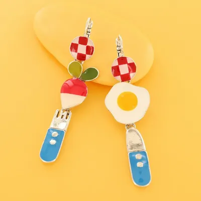 Bijoux - DORMEUSES DINETTE COULEUR ARGENT MULTI - TARATATA BIJOUX