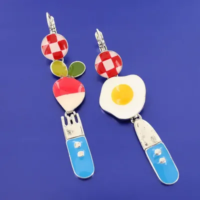 Bijoux - DORMEUSES DINETTE COULEUR ARGENT MULTI - TARATATA BIJOUX