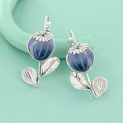 Bijoux - DORMEUSES OPIUM COULEUR ARGENT BLEU - TARATATA BIJOUX