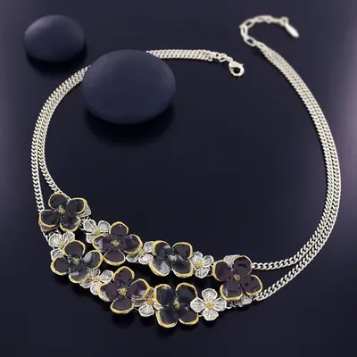 Jewelry - SILVER AND PLUM HYDRANGEA NECKLACE - TARATATA BIJOUX