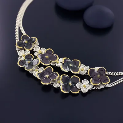 Jewelry - SILVER AND PLUM HYDRANGEA NECKLACE - TARATATA BIJOUX