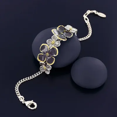 Bijoux - BRACELET HORTENSIA COULEUR ARGENT PRUNE - TARATATA BIJOUX