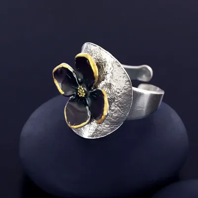 Bijoux - BAGUE HORTENSIA COULEUR ARGENT BLEU - TARATATA BIJOUX