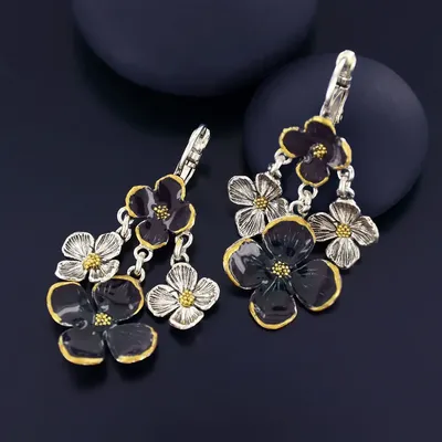 Bijoux - DORMEUSES HORTENSIA COULEUR ARGENT PRUNE - TARATATA BIJOUX