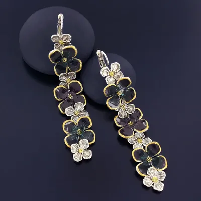 Bijoux - DORMEUSES HORTENSIA COULEUR ARGENT PRUNE - TARATATA BIJOUX