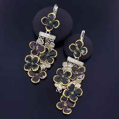 Bijoux - DORMEUSES HORTENSIA COULEUR ARGENT PRUNE - TARATATA BIJOUX