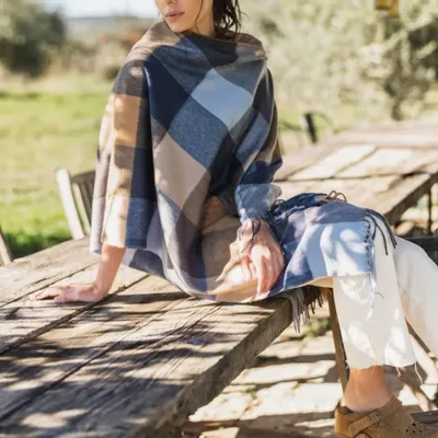 Homewear - Poncho Kashmir Terre et Mer - BRUN DE VIAN-TIRAN