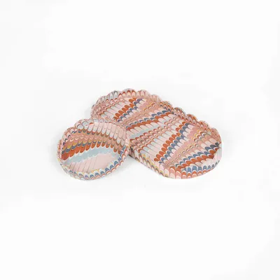 Objets de décoration - MARBLED ROUND SCALLOPED TRAY SET - TWILIGHT MOUNTAIN - CRAFT BOAT