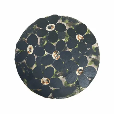 Lawn tables - Round table in natural slate, color joints, DAISY, H 53 D 40cm, - ARDOISE DESIGN