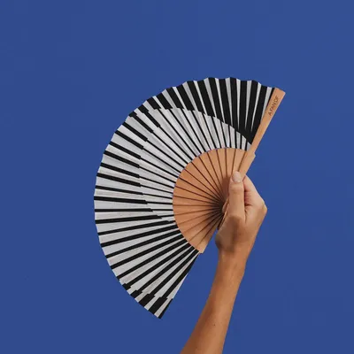 Apparel - Hand Fan MINIMAL MELODY - 19 cm - Black and White - A FAN OF