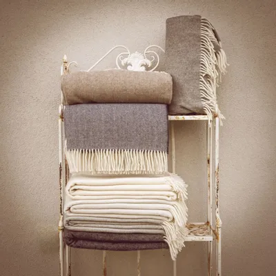 Throw blankets - Babele Herringbone Throw - SOFIA SRL