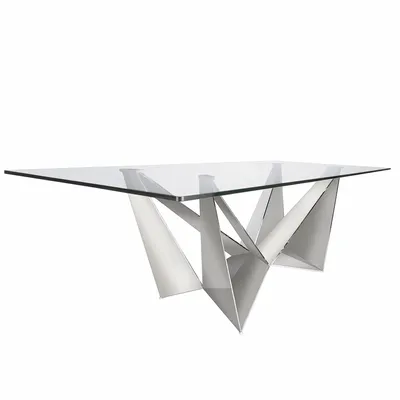 Dining Tables - Rectangular tempered glass and chrome-plated steel dining table - ANGEL CERDÁ