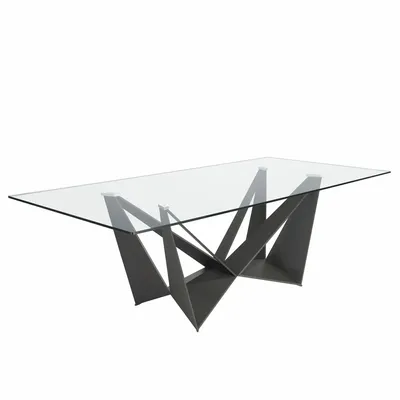 Dining Tables - Rectangular tempered glass and black steel dining table - ANGEL CERDÁ