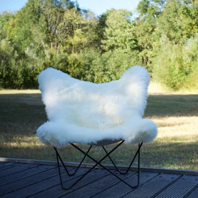 Fauteuils - Fauteuil Butterfly - peau de mouton - ECUIRA