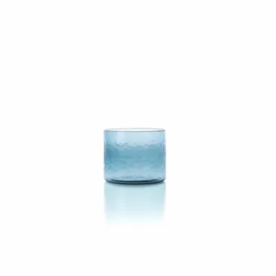 Glass - The Azure Hammered Low Tumbler - Blue - BAZAR BIZAR LIVING