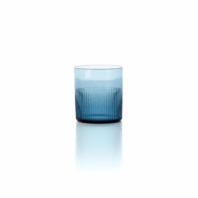 Glass - The Azure Rippled Low Tumbler - Blue - BAZAR BIZAR LIVING