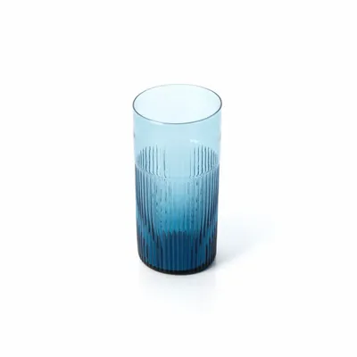 Glass - The Azure Rippled High Tumbler - Blue - BAZAR BIZAR LIVING