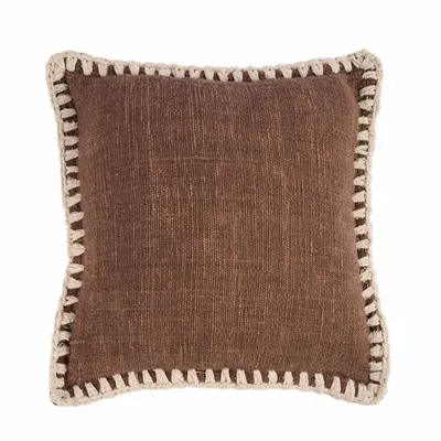 Coussins textile - La Housse de Coussin Espresso Edge - Marron Blanc - BAZAR BIZAR LIVING