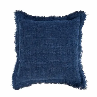 Coussins textile - La Housse de Coussin Azure Fringe - Bleu Indien - BAZAR BIZAR LIVING