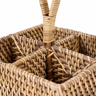Laundry baskets - The Rattan Cutlery Caddy N°4 - Natural Brown - BAZAR BIZAR LIVING