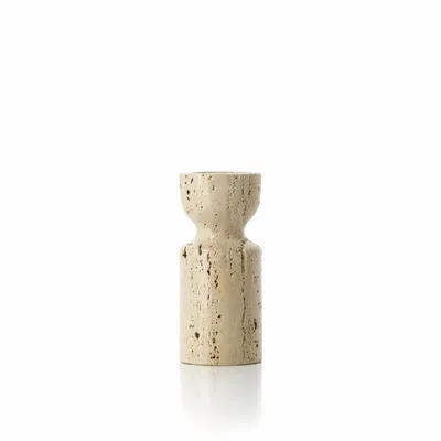 Bougeoirs et photophores  - Le Bougeoir Sablier en Travertin - Beige - S - BAZAR BIZAR LIVING