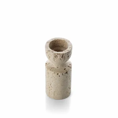 Bougeoirs et photophores  - Le Bougeoir Sablier en Travertin - Beige - S - BAZAR BIZAR LIVING