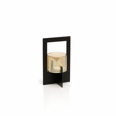 Candlesticks and candle holders - The Hurricane Framed Candle Holder - Black - L - BAZAR BIZAR LIVING