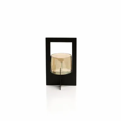 Candlesticks and candle holders - The Hurricane Framed Candle Holder - Black - L - BAZAR BIZAR LIVING