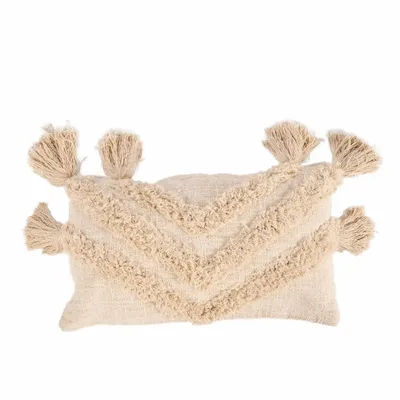 Fabric cushions - The Nomad Tassel Cushion Cover - Cream - BAZAR BIZAR LIVING