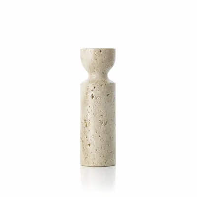 Candlesticks and candle holders - The Travertine Hourglass Candle Holder - Beige - M - BAZAR BIZAR LIVING