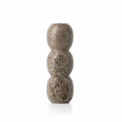 Candlesticks and candle holders - The Travertine Totem Taper Candle Holder - Grey - L - BAZAR BIZAR LIVING