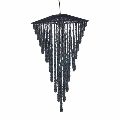 Ceiling lights - The Wooden Bead Chandelier - Black - L - BAZAR BIZAR LIVING
