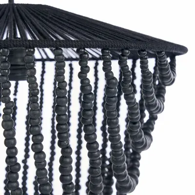 Ceiling lights - The Wooden Bead Chandelier - Black - L - BAZAR BIZAR LIVING