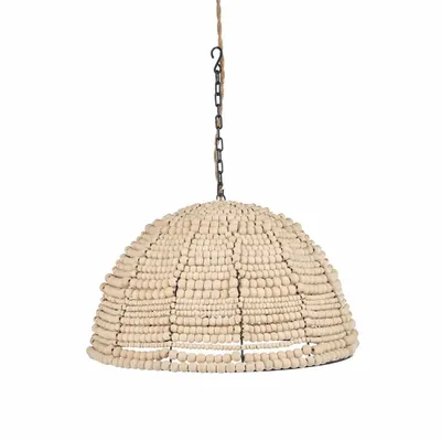 Ceiling lights - The Wooden Bead Dome Pendant - Natural - BAZAR BIZAR LIVING