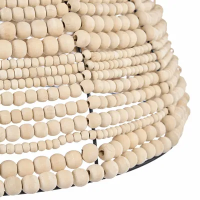 Ceiling lights - The Wooden Bead Dome Pendant - Natural - BAZAR BIZAR LIVING