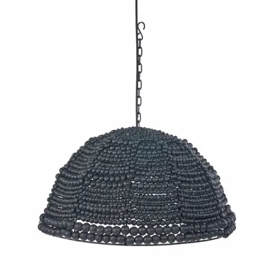 Ceiling lights - The Wooden Bead Dome Pendant - Black - BAZAR BIZAR LIVING
