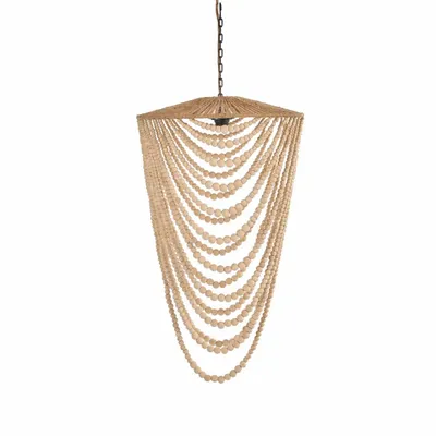 Ceiling lights - The Wooden Bead Chandelier - Natural - L - BAZAR BIZAR LIVING