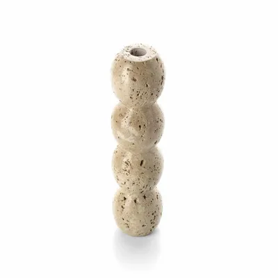 Bougeoirs et photophores  - Le Bougeoir Travertine Totem Taper - Beige - L - BAZAR BIZAR LIVING